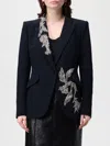 Alexander Mcqueen Embellished Padded-shoulders Blazer In Black