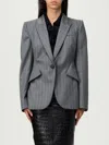 Alexander Mcqueen Herringbone Single-breasted Jacket In Gray