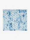 Alexander Mcqueen Frayed Edges Lightweight Fabric Skull Pattern In Ivory/blue
