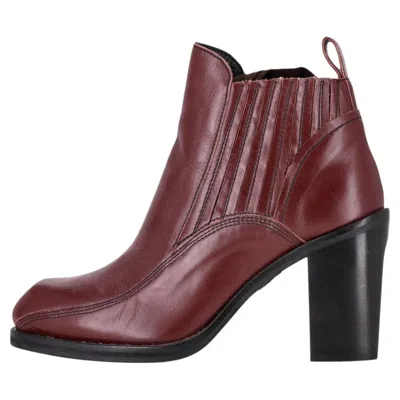 Pre-owned Alexander Mcqueen Block Heel Leather Chelsea Boots In Black