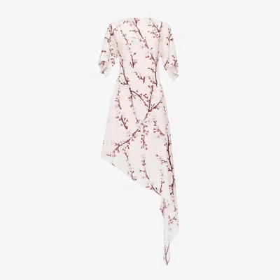 Alexander Mcqueen Blossom Asymmetric Midi Dress In Pink