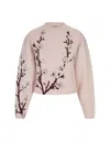 Alexander Mcqueen Floral Jacquard Wool And Silk Sweater In Pink