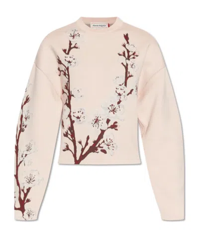 ALEXANDER MCQUEEN ALEXANDER MCQUEEN COCOON SLEEVED FLOWER MOTIF JUMPER