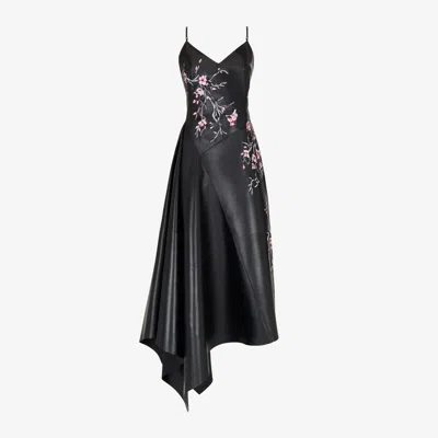 Alexander Mcqueen Blossom Leather Dress In Black