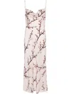 Alexander Mcqueen Cherry Blossom Leather Midi Dress In Pink