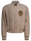Alexander Mcqueen Skull Patch Prince Of Wales Bomber Jacket In Neutral