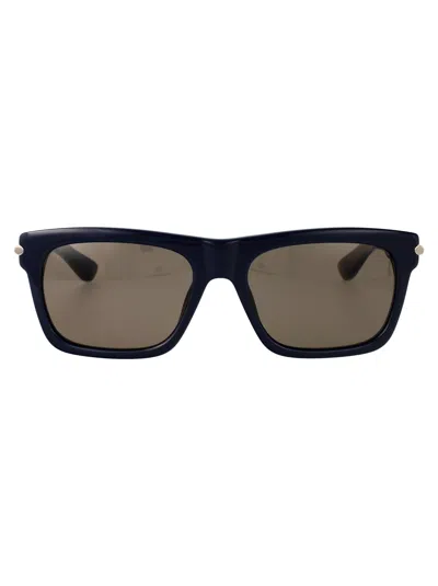 Alexander Mcqueen Blue-blue-brown Recycled Acetate Sunglasses In Black