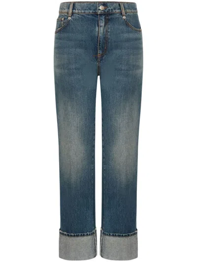 ALEXANDER MCQUEEN BLUE BLUE HIGH WAISTED DENIM JEANS