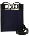 Alexander Mcqueen Blue Calfskin Leather Mini Tote In Black