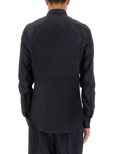 Alexander Mcqueen Blue Cotton Lyocell Shirt In White