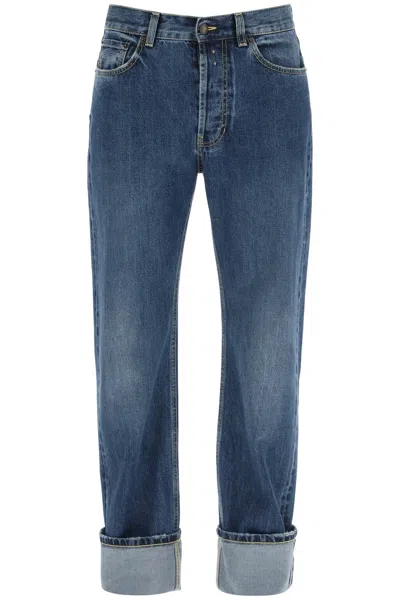 Alexander Mcqueen Blue Cotton Turn Up Jeans For Men | Ss24 Collection