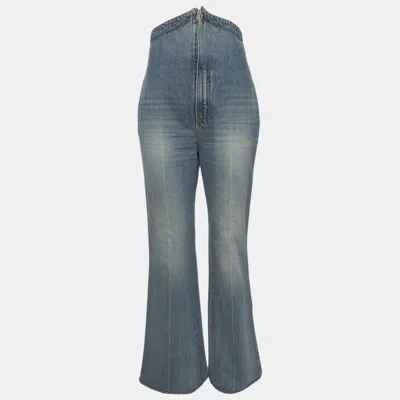 Pre-owned Alexander Mcqueen Blue Denim Fold Over Waist Jeans M/waist 26"