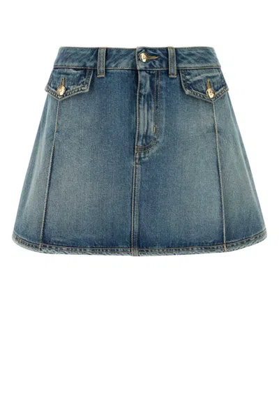 ALEXANDER MCQUEEN BLUE DENIM MINI SKIRT