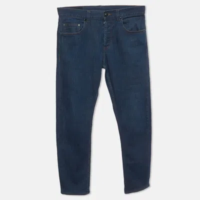 Pre-owned Alexander Mcqueen Blue Denim Skull Applique Jeans S/waist 30"
