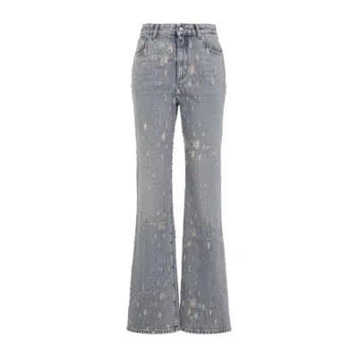 Alexander Mcqueen Blue Flared High Rise Jeans