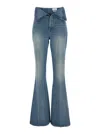 Alexander Mcqueen Blue Flared Jeans With Foldover Waist And Logo Patch On The Rear In Denim Womanaa In Multicolor
