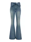 Alexander Mcqueen Blue Fold Over Waist Jeans In Blue