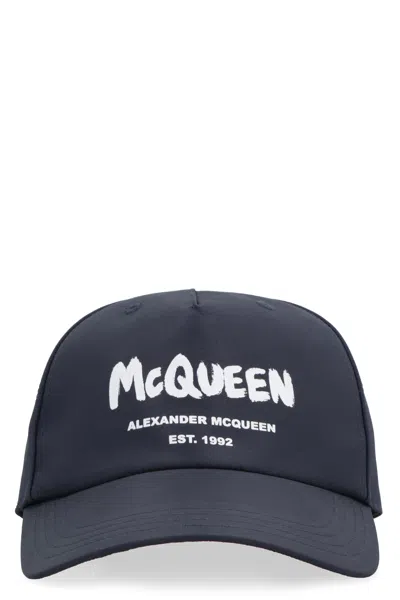 ALEXANDER MCQUEEN BLUE LOGO BASEBALL CAP FOR MEN