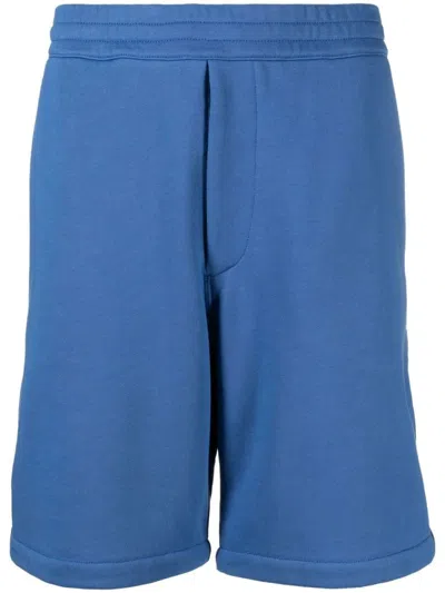 ALEXANDER MCQUEEN BLUE LOGO COTTON SHORTS