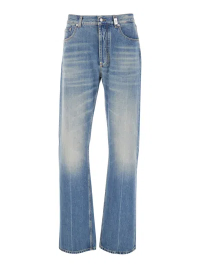 ALEXANDER MCQUEEN BLUE LOGO STRAIGHT FIT JEANS