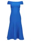 Alexander Mcqueen Off-shoulder Neckline Puffer Dress In Blue