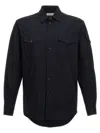 Alexander Mcqueen Tape Detail Chino Cotton Shirt In Blue