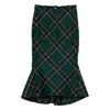 Alexander Mcqueen Wool Tartan Flared Skirt With Belt Loops In Green