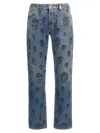 Alexander Mcqueen Jeans Mit Totenkopf-print In Blue