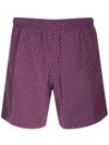 Alexander Mcqueen Skull Polka Dot-print Swim Shorts In Indigo/scarlet