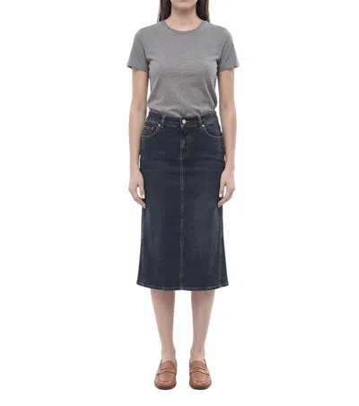 Alexander Mcqueen Blue Solid Calf Length Skirt