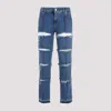 Alexander Mcqueen Low-rise Distressed Jeans In Blue