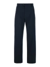 Alexander Mcqueen Blue Straight Tailored Pants In Cotton Man In Blue
