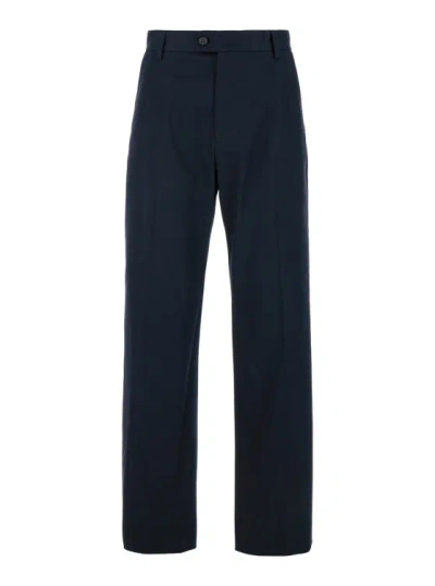 Alexander Mcqueen Blue Straight Tailored Pants In Cotton