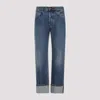 ALEXANDER MCQUEEN BLUE WASHED COTTON TURN UP JEANS