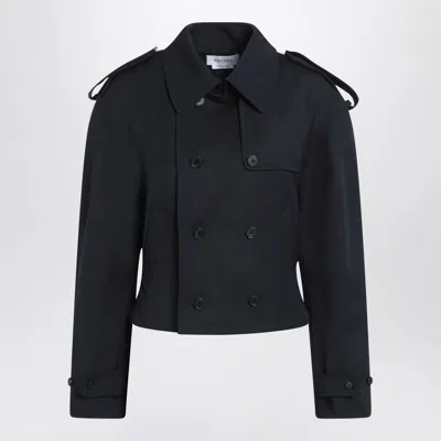 Alexander Mcqueen Blue Wool Coat In Black