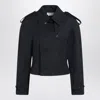 Alexander Mcqueen Alexander Mc Queen Short Double Breasted Navy Blue Jacket In Black