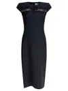 Alexander Mcqueen Tailored Pencil Midi Dress With Lace Inserts In Blue
