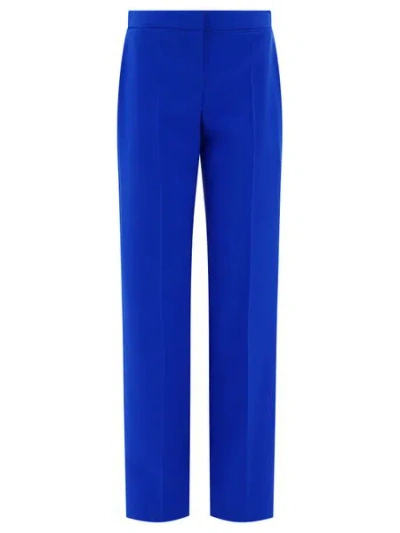Alexander Mcqueen Blue Wool Trousers For Women In Fw23 Collection