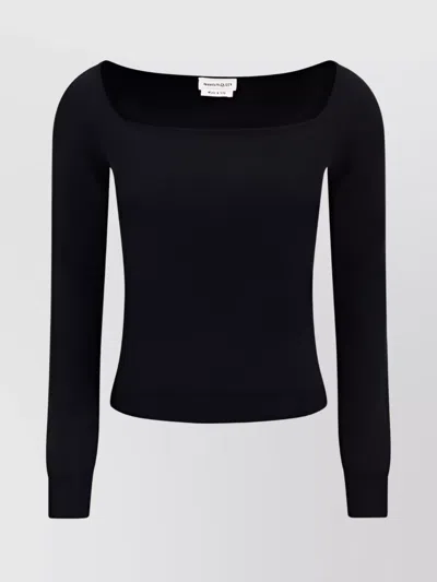 ALEXANDER MCQUEEN BOAT NECK GEOMETRIC FRONT LONG SLEEVE TOP