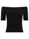 Alexander Mcqueen Amq Knt Swtr Ss Off Shldr  Strtch Visc K In Black