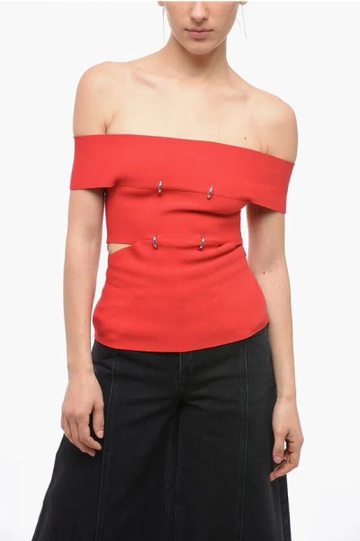 Alexander Mcqueen Boat Neck Top With Cut Out Detail In Red