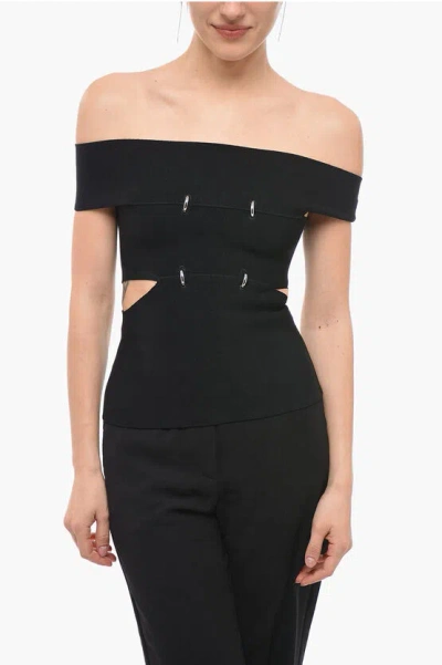 Alexander Mcqueen Boat Neck Top With Cut Out Detail In Black