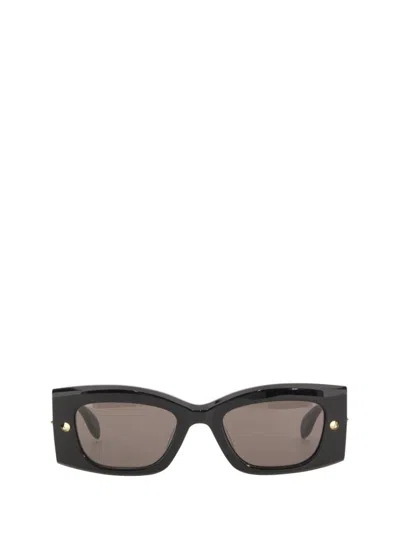 ALEXANDER MCQUEEN ALEXANDER MCQUEEN BOLD ANGULAR FRAME SUNGLASSES WITH GOLD ACCENTS