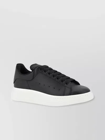 Alexander Mcqueen Bold Chunky Sole Leather Sneakers Perforated Toe