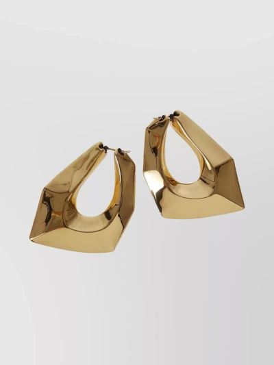 Alexander Mcqueen Bold Geometric Hoop Earrings With Shiny Gold Finish In Beige