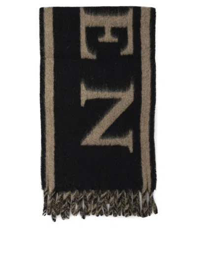 Alexander Mcqueen Bold Logo Mohair Scarf In Black