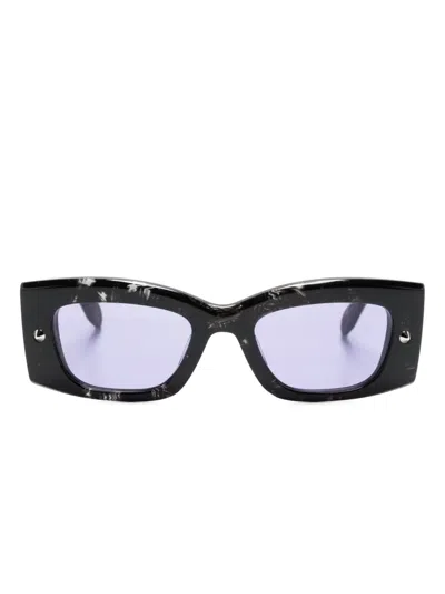 Alexander Mcqueen Bold Logo-print Sunglasses In Black