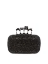 Alexander Mcqueen Skull Crystal Embellished Four-ring Box Clutch In Black