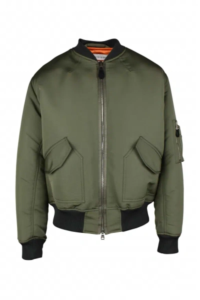 Alexander Mcqueen Logo Printed Zipped Bomber Jacket In Green