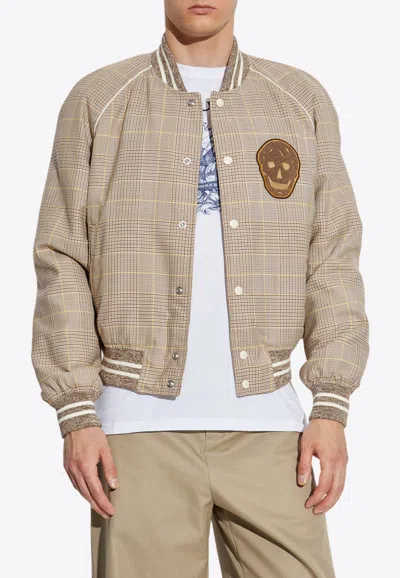 Alexander Mcqueen Bomber Jacket With Check-pattern In Brown